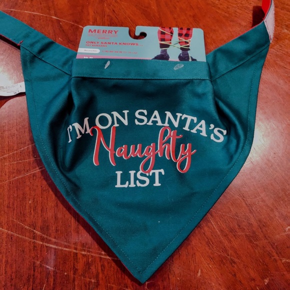 NEW Red & Green Pet Bandana Reversible Naughty or Nice L/XL - Picture 2 of 8
